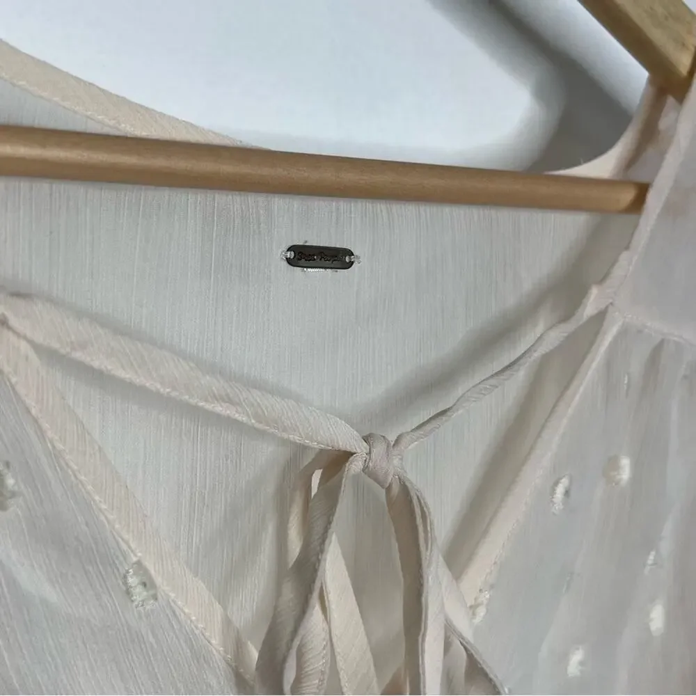 Free People Sheer Dot Blouse Cream